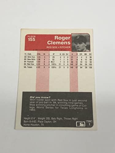 1985. fleer bejzbol 155 Roger Clemens Rookie Card