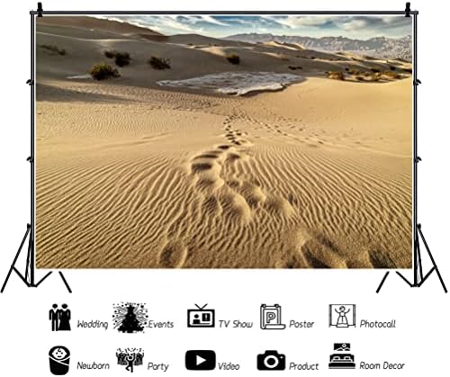 7x5ft Desert Landscape Photography pozadina plavo nebo bijeli oblaci pustinjski otisci stopala prirodni krajolik pozadina za potrepštine Party Dekoracije Drevni Egipat Grčka fotografija pozadina rekviziti