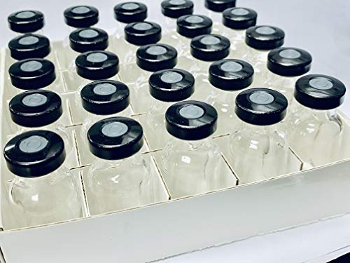 Sterilne prozirne bočice od 10 ml od livenog stakla sa crnim aluminijumskim zaptivkama i sivim butil čepovima