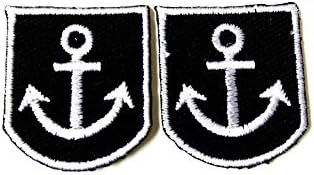 Set od 2 malenog. Mini crni sidreni mornar slatki crtani flasteri SEW Gvožđe na izvezenom aplicijskoj znački