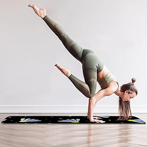 Debela neklizajuća Vježba & amp; fitnes 1/4 prostirka za jogu sa kamilicom cvjetni cvijet Crni Print za Yoga Pilates & amp; Vježba fitnesa na podu