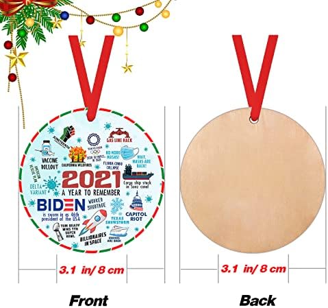 IFLYOOY Božićni ukrasi 2021, drveni ukrasi za jelku, 2021 Godišnji događaji pregled Ornament pokloni Ideje