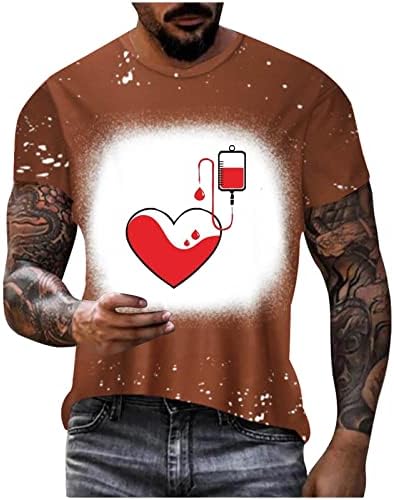 Valentines Dan majica Muškarci Novelty Heart Graphic Print Kratki rukav Cool Funny Thirsts za muške dječake