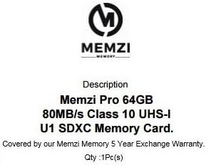 MEMZI PRO 64GB Klasa 10 80MB / s SDXC memorijska kartica ili Canon PowerShot D30, D20, N100 digitalne kamere