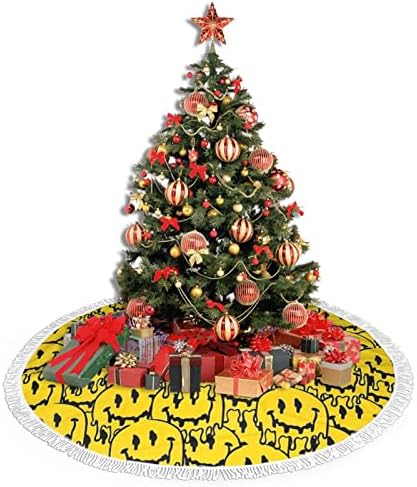Žuta smajlić lice božićne suknje crvene božićne ukrašavanje stabla Novogodišnji svečani praznični dekor