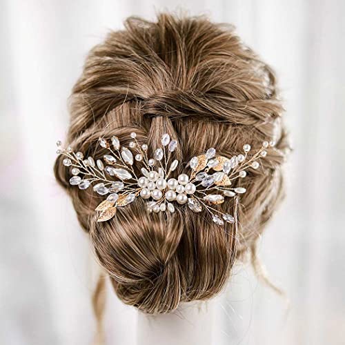 Latious Pearl Bride vjenčanje češalj za kosu Silver Crystal Bridal Hair Pieces list Hair Clip Hair Accessories