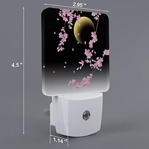 Noćno svjetlo za djecu, Japanski Cherry Blossom Moon Simplicity crno LED noćno svjetlo Priključite se na