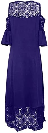 Plus veličina haljine za žene hladne rame s kratkim rukavima duga haljina modna čipkave spajanje ruffle