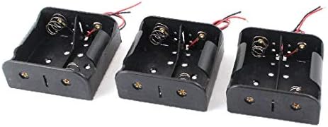 X-DREE 3 kom crne plastike 2 x 1.5 V D baterije 2 žice držač baterije case Storage (3 piezas de plástico