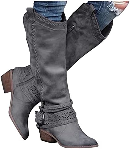 Čizme za žene s niskim potpeticama cipele Cowboy Boots Cowboy Hollow Boots čizme za žene Vintage kopče čizme