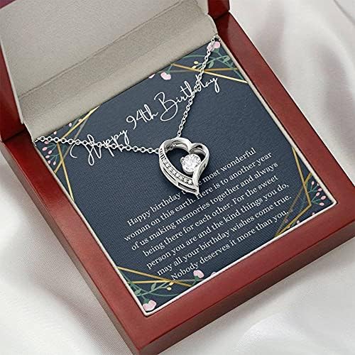 Nakit za poruke, ručno izrađena ogrlica - personalizirani poklon srčani, sretan 94. rođendan ogrlica s porukom,
