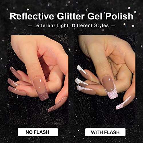 GAOY Reflective Glitter Gel za nokte i gornji dio & osnovni sloj