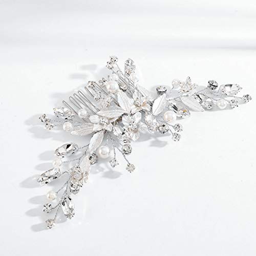 Barode Bridal vjenčanje češalj za kosu Silver Sparkly Rhinestones Bride Pearls Side češljevi Crystal Flower