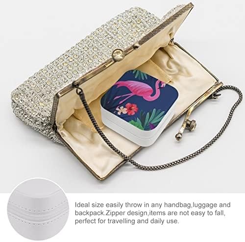 Kutija za nakit, PU mala prenosiva putna torbica, kutija za držač za displej za prstenje, minđuše, ogrlice, narukvice - Flamingo uzorak
