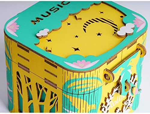 Xjjzs Music Box Music Box Skladištenje BOX DIY WOODEN Puzzle Igra montaža Model kompleti Glazbene igračke