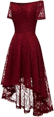 Off ramena Vintage haljine za žensku čipku cvjetnu koktel haljina Hi-lo djeveruša svečana haljina za zabavu
