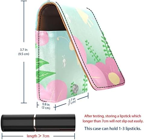 ORYUEKAN Mini torba za šminkanje sa ogledalom, torbica za kvačilo od umjetne kože, Spring Pink Flower Butterfly