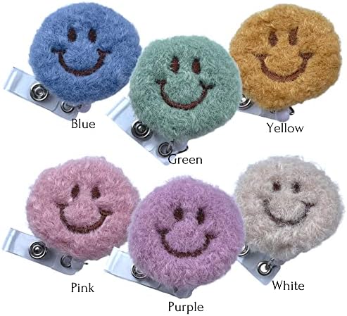 6pc slatka Smiley Face značka kolut | Fuzzy Fuzzy Fluffy plišana meka sretna lica pedijatrijska medicinska
