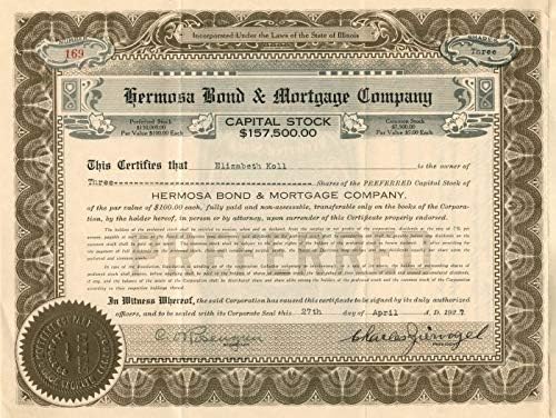 Hermosa Bond and Mortgage Co. - Certifikat Zaliha