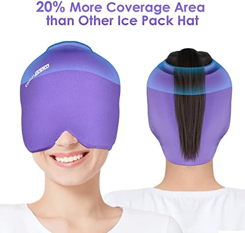 ComfiTECH Migraine Ice Head Wrap, šešir za ublažavanje glavobolje za kapu za migrenu za napuhane oči natečene