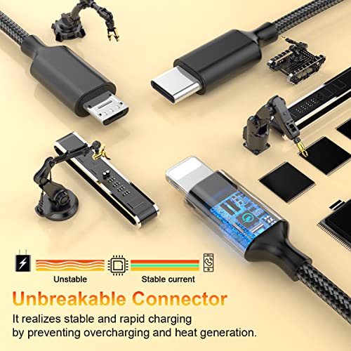 Mtakyi 3M USB C kabl za brzo punjenje, 4-u-1 Multi punjenje kabela najlonska pletenica USB / C za unos C