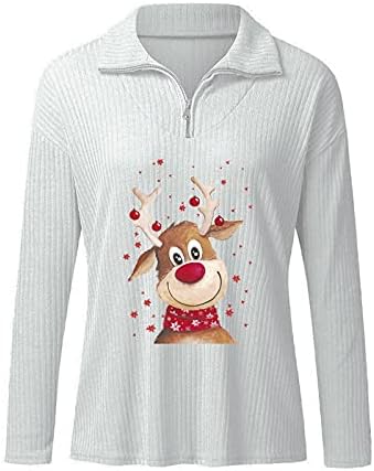 Wozvali ženska božićna dukserica četvrti zipper rever-pulover košulje s dugim rukavima, duksevi Xmas bluze
