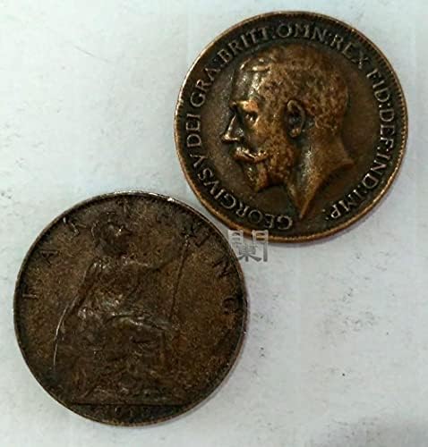 Europska novčića Britanski kovanice 1920 George 5. svijeta 1 Francuski bakar 1-4 Penny