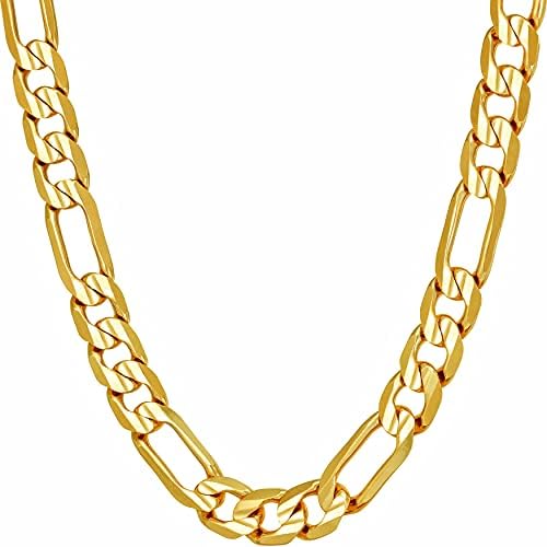 Životni nakit 7mm Figaro lanac ogrlica dijamantski rez 24k pravo pozlaćeno