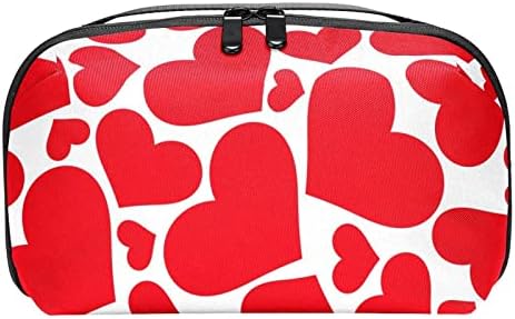 Crveno ljubavno srce u crnoj pozadini torba za šminkanje sa patentnim zatvaračem torbica putni kozmetički