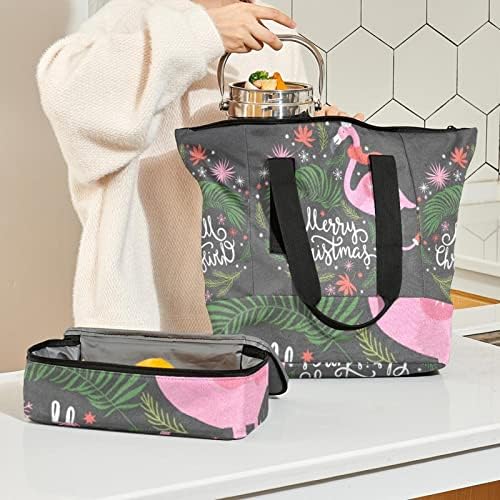 Tbouobt torba za ručak ženske izolovane, slatke torbe za ručak za žene, kutija za ručak za žene, ženske torbe za ručak za posao, Božićni Crtić Flamingo Funny