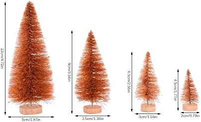 LFDecor umjetna mini božićna stabla, 16 paketa Sisal Snježnog drveća sa drvenom bazom, četkica za boce postavljena