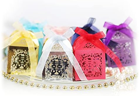 50 pakovanja lasersko izrezanih kutija za vjenčane slatkiše u kineskom stilu sa trakastim kutijama za zabavu