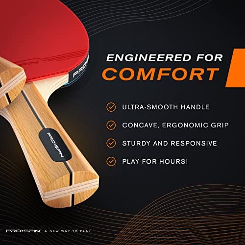 Pro-spin ping pong vesla 4-igrač set i narančasti ping pong kuglice paket | Set visokih performansi sa premium