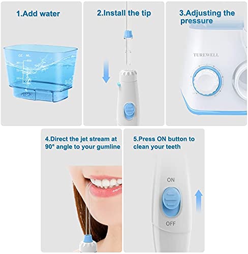Vodoplatni oralni irigator, 600ml čistač zubi za zubne zube 10 Podesivi pritisak, električni zubni odabir