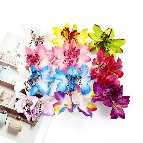 12 pakovanja lažnih umjetnih svilenih Orhidejnih cvjetnih kopči za kosu cvjetne ukosnice s Broševima od
