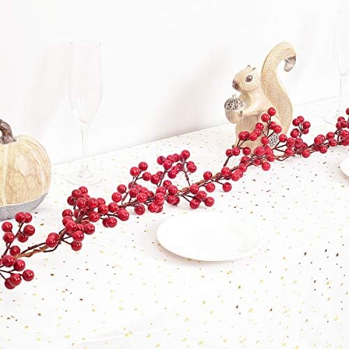 Artiflr 6ft Red Berry Garland, fleksibilan umjetni crveni i burgundija božićni božićni vijenac za unutarnji