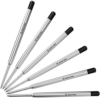 BASTION Aluminium Pen Plus 6 Gel Black Ink Refill / Luxury Bolt Action Pen Metal Body Fine Point for Women