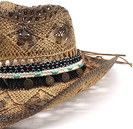 Wyfdp suncobran za sunčanje kaubojski šešir na otvorenom ručno izrađena šuplja šešira na plaži ljeta široko