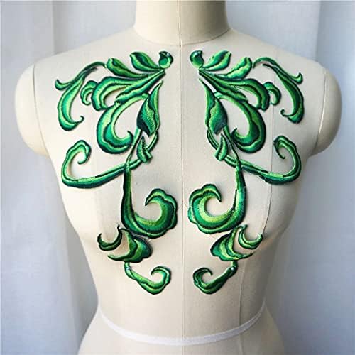 UxZDX 2pcs Zelene tkanine Appliques Sew Gvožđe na zakrpama Vezeni ovratnik za vjenčanje haljine kostime