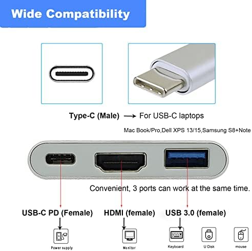 USB C do HDMI Multiport Adapter sa 4K Video konverterom/USB 3.0 Hub portom/PD portom za brzo punjenje za