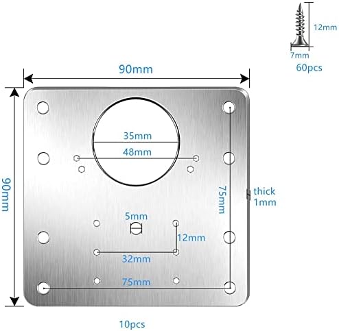 Qulit 10pcs Ormar za popravak ploče za popravak ploče kuhinjski ormar za montažu na vratima za ugradnju sa rupama ravne nosače za učvršćivanje