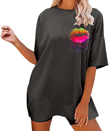 Ženska povremena modna slova Print prevelikih majica okrugli vrat kratkih rukava ljetne t majice na vrhu