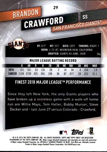 2019 Finest 29 Brandon Crawford San Francisco Giants Baseball Card