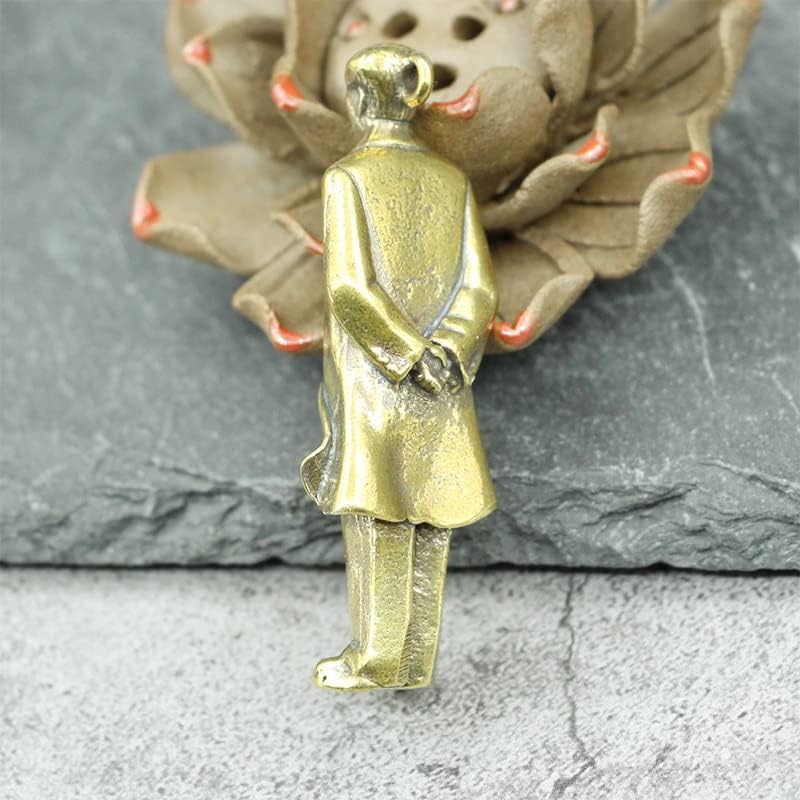 Zhangruixuan-shop 黄铜 做 旧 实心毛 主席 钥匙 扣桌面 摆件 纪念 挂件 小 铜器