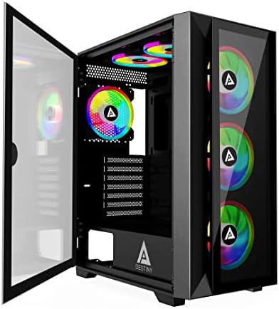 Apevia Destiny-PRO-BK Destiny Pro mid Tower gaming PC Case w/ 6X 120mm ARGB ventilatori, 366 RGB režimi