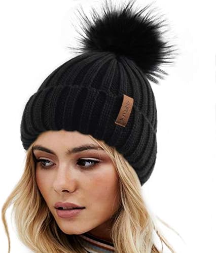 FURTALK ženska zimska pletena kapa sa šeširom od veštačkog krzna pom topla pletena kapa za lobanje za žene…