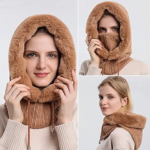 Žene zimske beske šešire Jedan komad Slouchy topla šal s kapuljačom Fleece Winter Balaclava Pulover Pletena