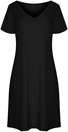 FZYLQY ženske majice kratkih rukava haljine 2023 ljetna casual v izrez mini haljina boemian ruffle udreljena