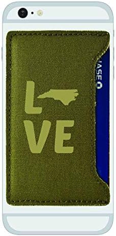 Sjeverna Karolina Teksturirana držač za karticu od umjetne kože - volim svoju državu-sivu