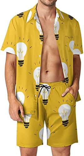 Žuta sijalica za muškarce 2 komada odjeća za plažu havajski dugme Down kratki rukav košulju i šorc odijela